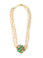 Meenakari Kundan Choker in Pearl Strings - Ruby Raang