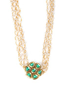 Meenakari Kundan Choker in Pearl Strings - Ruby Raang