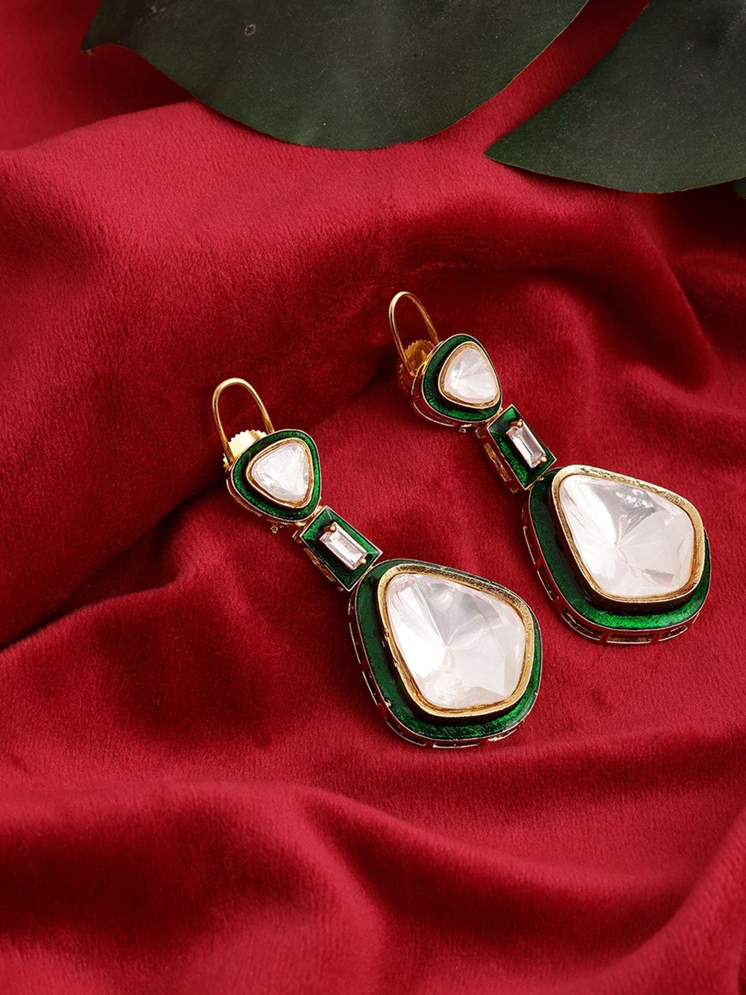 Kundan and Meenakari Earrings - Ruby Raang - Distacart