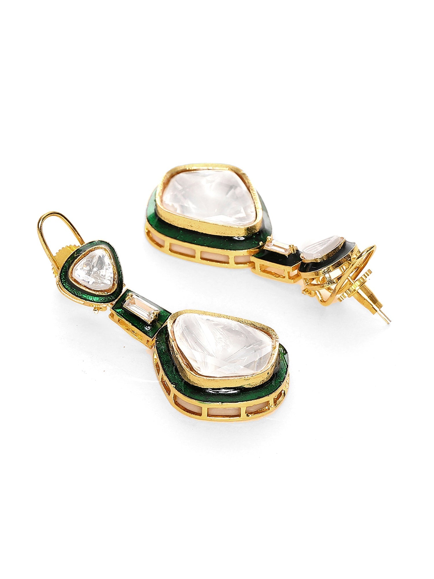 Kundan and Meenakari Earrings - Ruby Raang - Distacart