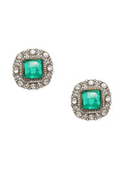 Emerald Stone with Diamonds and Mossainite Choker and Studs - Ruby Raang