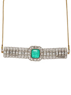 Emerald Stone with Diamonds and Mossainite Choker and Studs - Ruby Raang