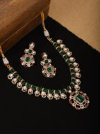 Multi Color Kundan and Stone Choker with Earrings - Ruby Raang