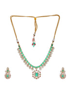 Multi Color Kundan and Stone Choker with Earrings - Ruby Raang