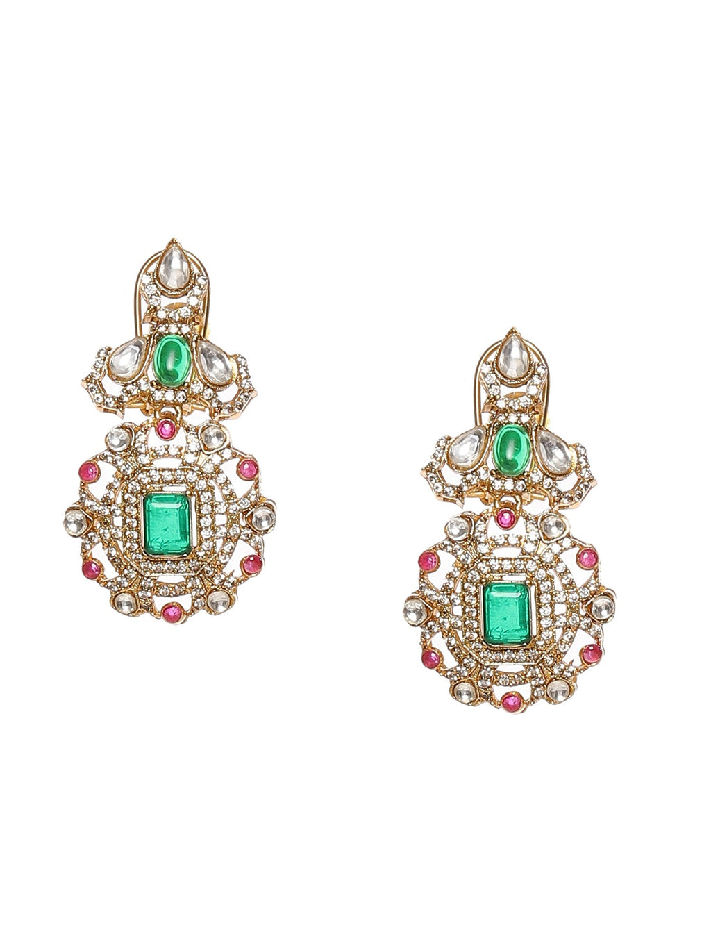 Multi Color Kundan and Stone Choker with Earrings - Ruby Raang