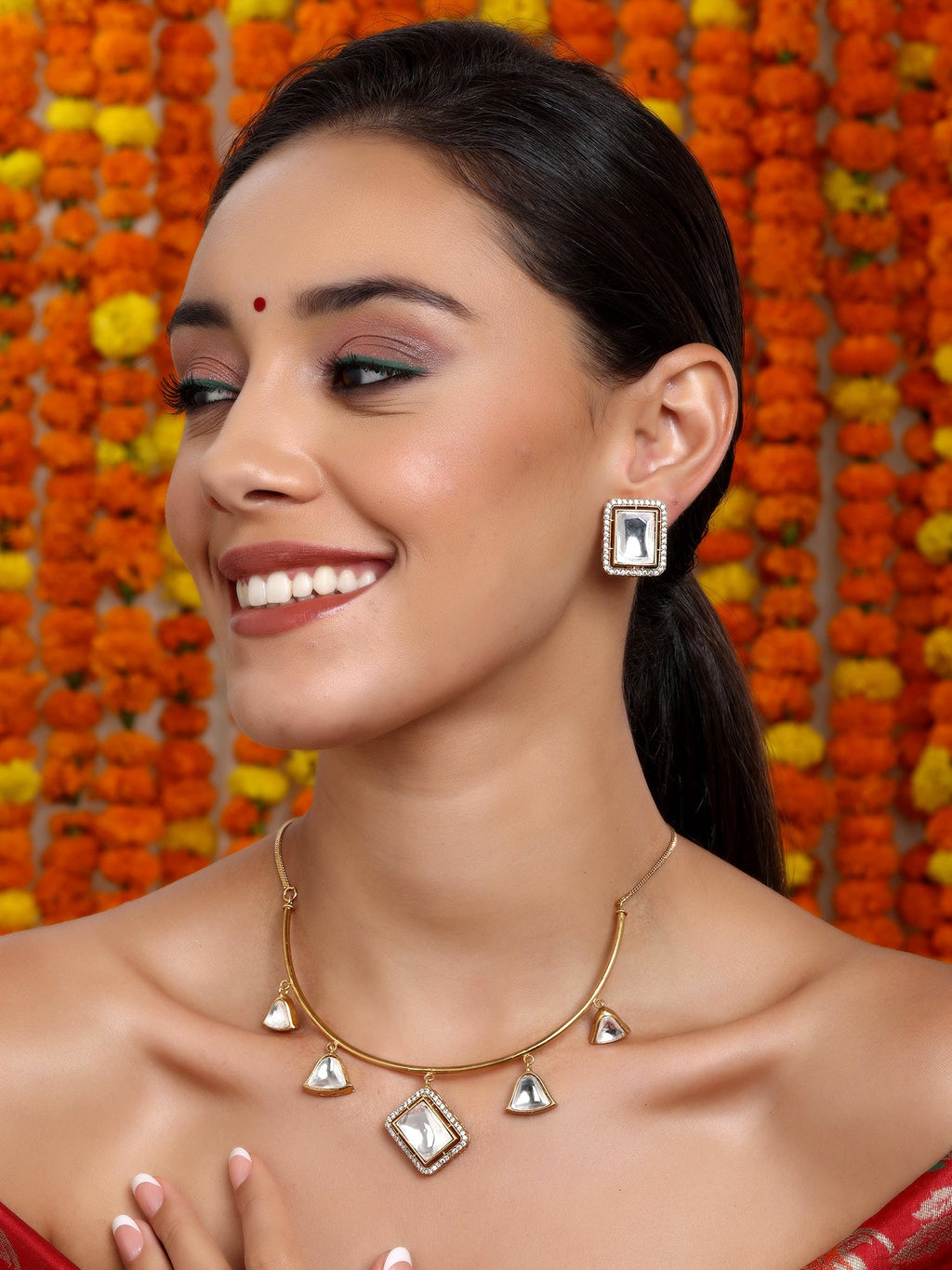 Hasli Neckpiece with Studs - Ruby Raang