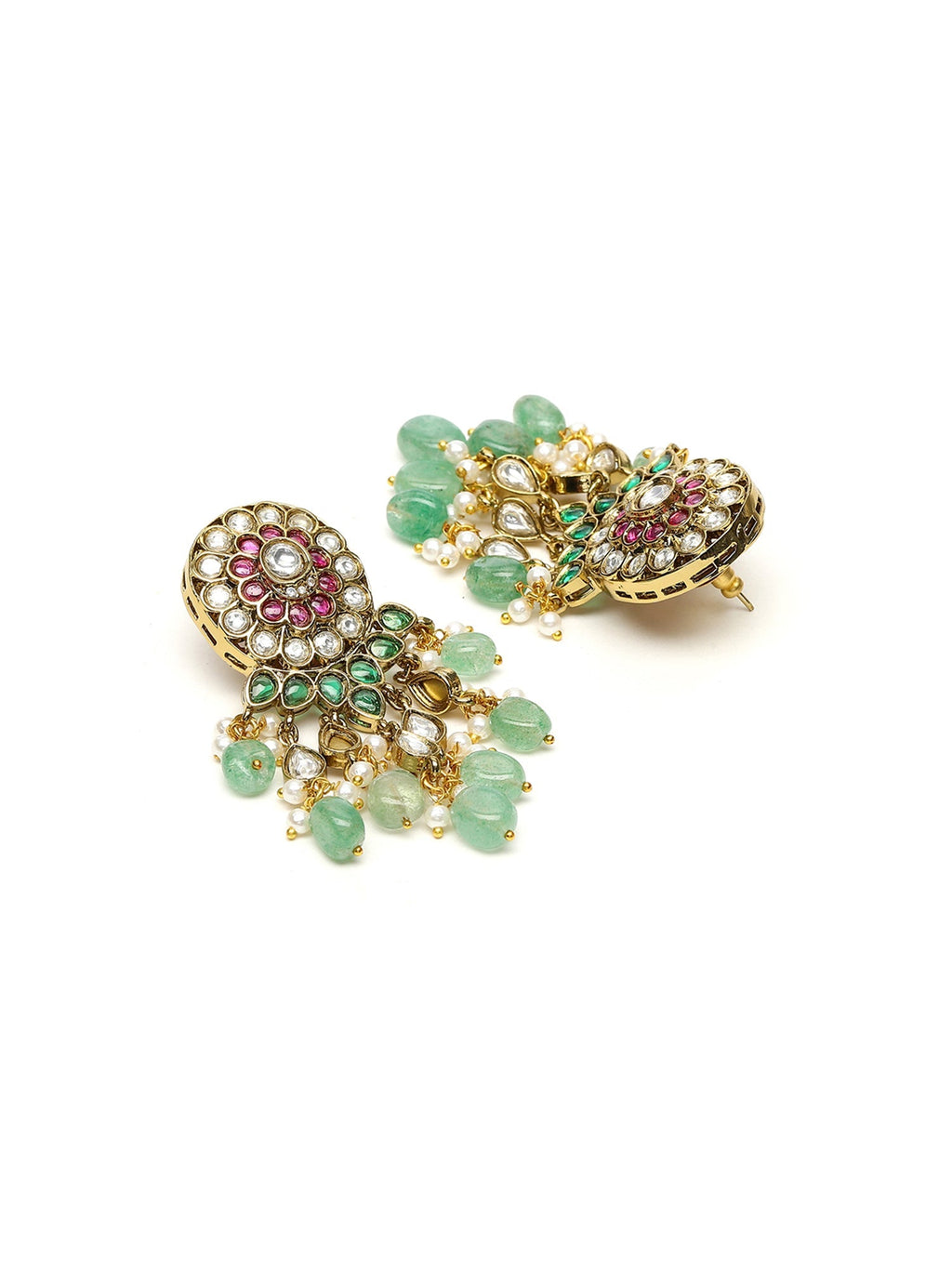 Precious Handcrafted Stone Neckpiece with Emeralds - Ruby Raang