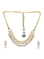 Kundan & Mossainite Necklace with Earrings - Ruby Raang