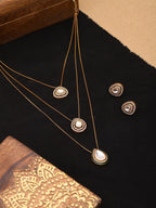 Layered Kundan Neckpiece with Matching Studs - Ruby Raang