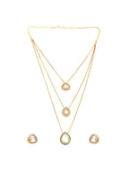Layered Kundan Neckpiece with Matching Studs - Ruby Raang