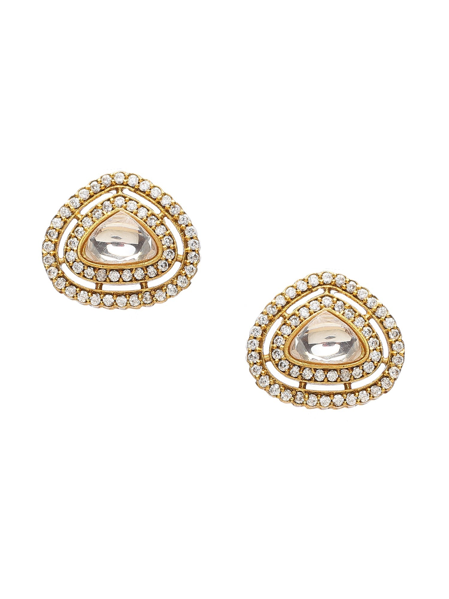 Layered Kundan Neckpiece with Matching Studs - Ruby Raang
