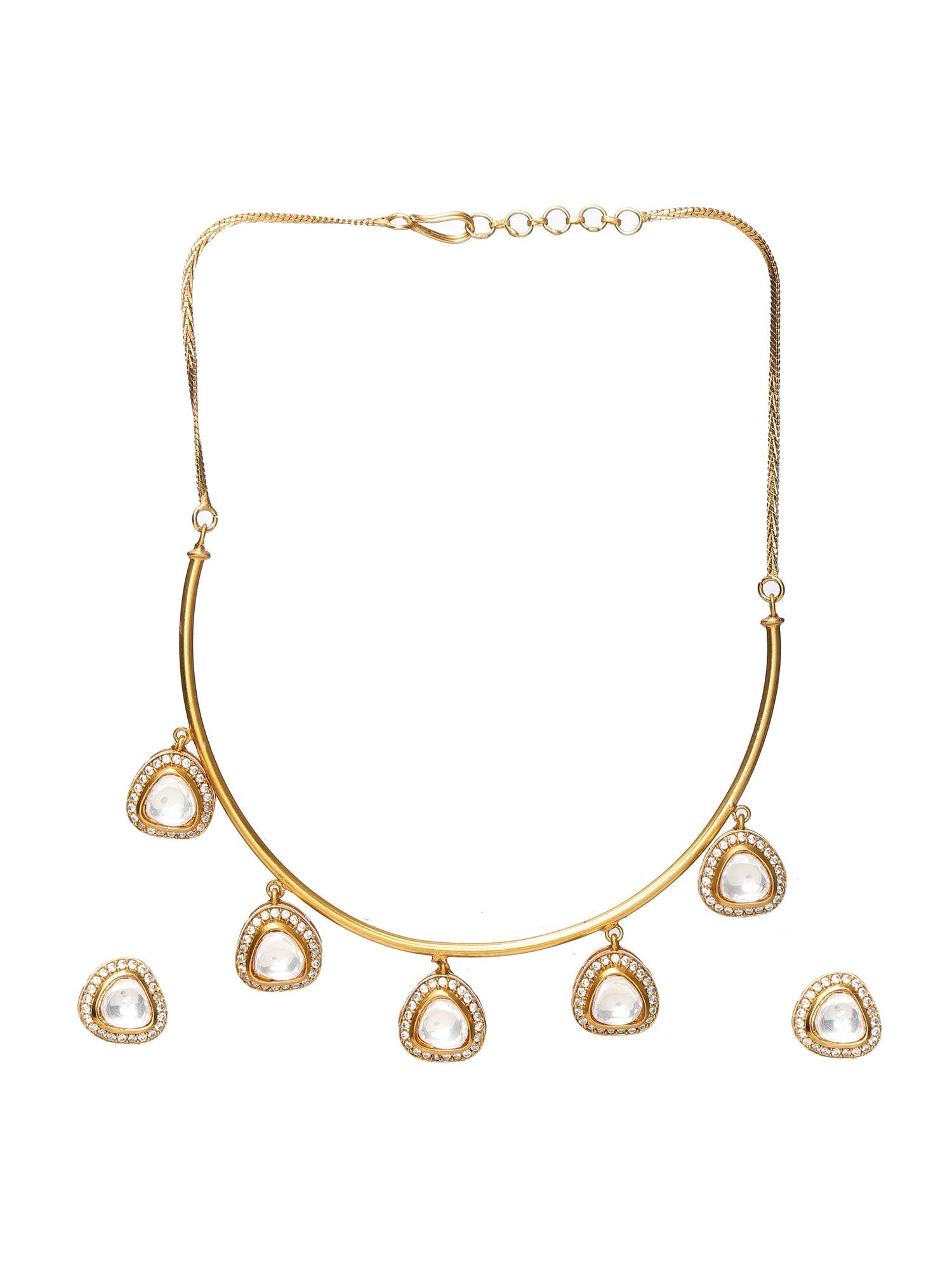 Hasli with Kundan & Mossainite & Matching Studs - Ruby Raang