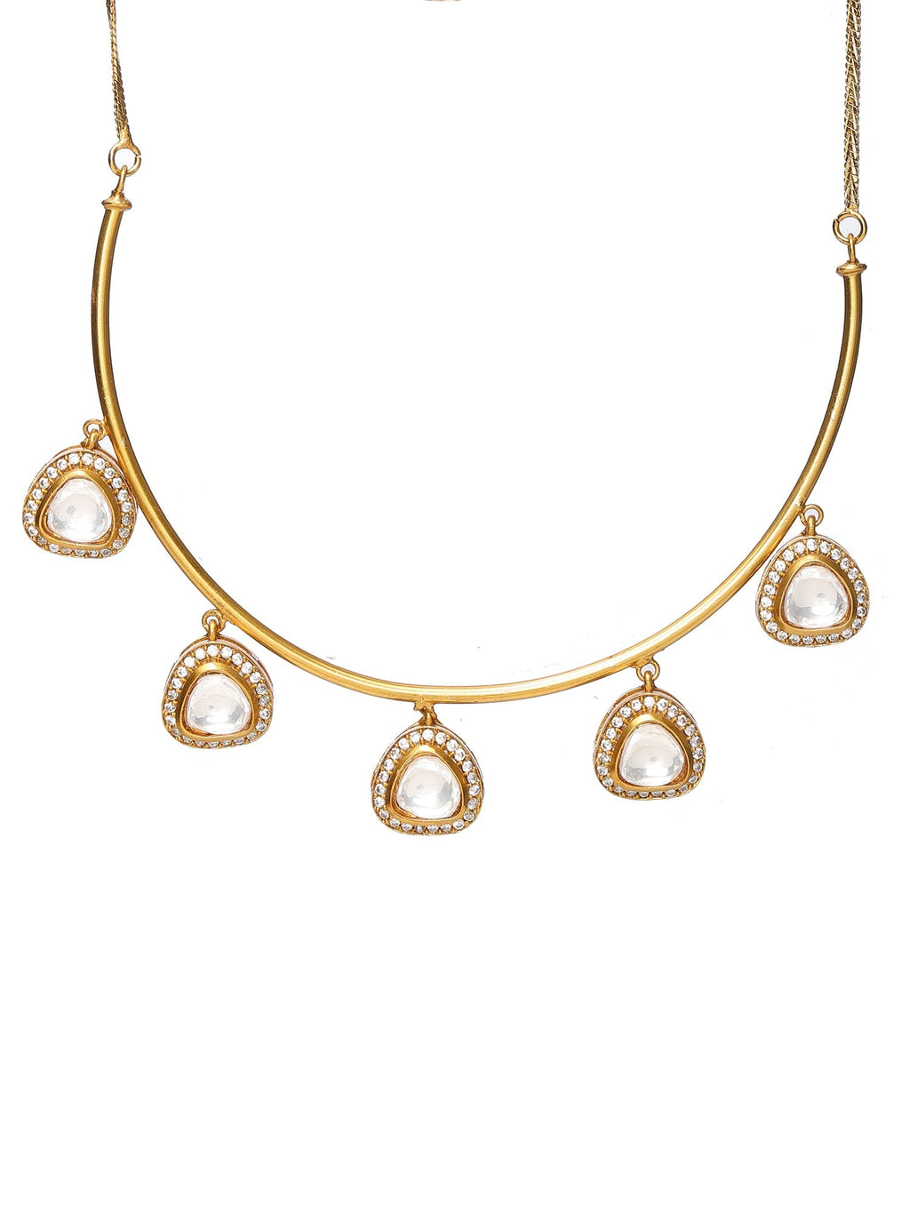 Hasli with Kundan & Mossainite & Matching Studs - Ruby Raang