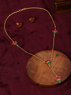 Handcrafted Patchi Kundan Necklace with Studs - Ruby Raang
