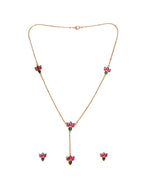 Handcrafted Patchi Kundan Necklace with Studs - Ruby Raang