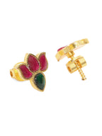 Handcrafted Patchi Kundan Necklace with Studs - Ruby Raang