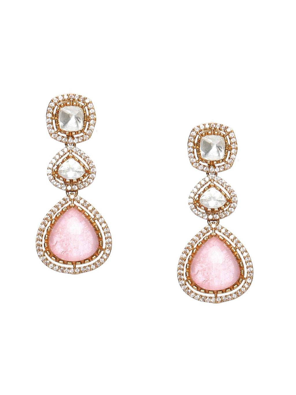 Multi Stone and Mossainite Kundan Choker with Matching Earrings and Maang Tikka - Ruby Raang