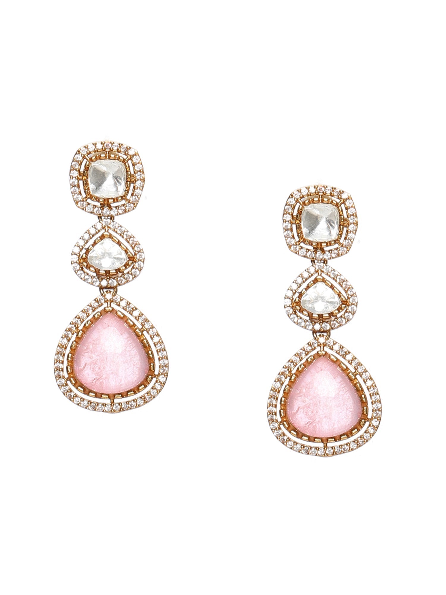 Multi Stone and Mossainite Kundan Choker with Matching Earrings and Maang Tikka - Ruby Raang