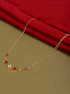 Red Stone & Clear Patchi Kundan in Pearl Kamar Band - Ruby Raang