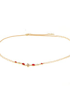 Red Stone & Clear Patchi Kundan in Pearl Kamar Band - Ruby Raang