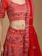 Green Stone & Clear Patchi Kundan in Pearl Kamar Band - Ruby Raang