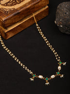 Green Stone & Clear Patchi Kundan in Pearl Kamar Band - Ruby Raang