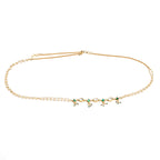Green Stone & Clear Patchi Kundan in Pearl Kamar Band - Ruby Raang