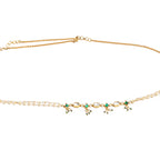 Green Stone & Clear Patchi Kundan in Pearl Kamar Band - Ruby Raang