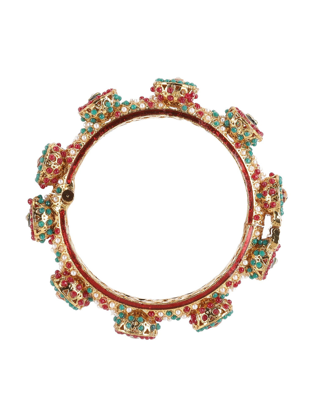 Rajwada Red - Green Hues Handcrafted Heavy Bangles (set of 2) - Ruby Raang - Distacart
