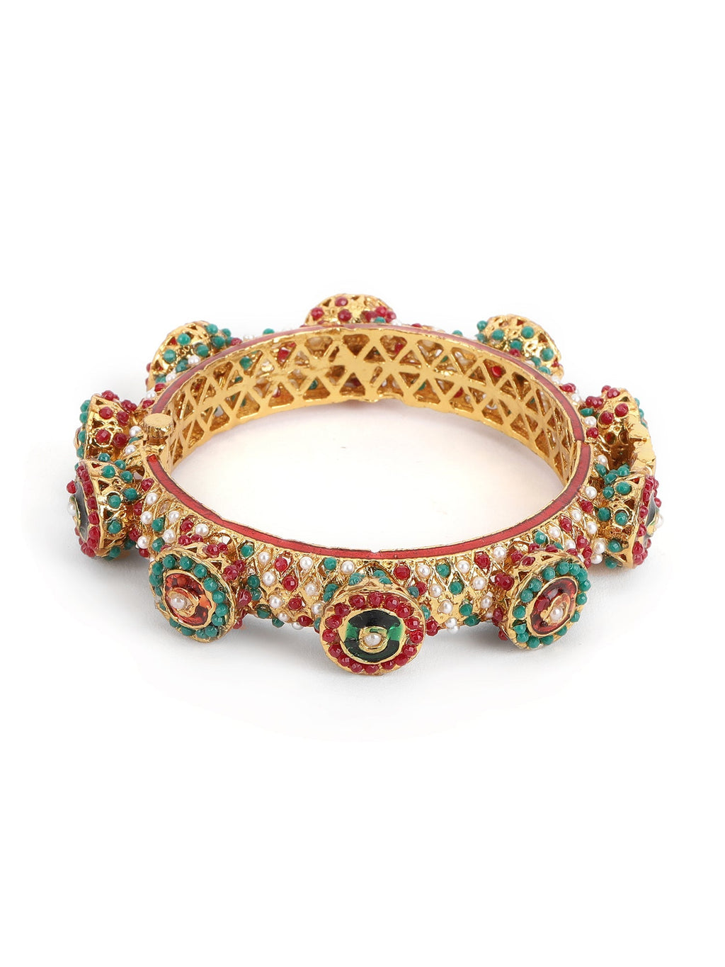 Rajwada Red - Green Hues Handcrafted Heavy Bangles (set of 2) - Ruby Raang - Distacart