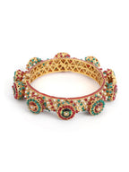 Rajwada Red - Green Hues Handcrafted Heavy Bangles (set of 2) - Ruby Raang - Distacart