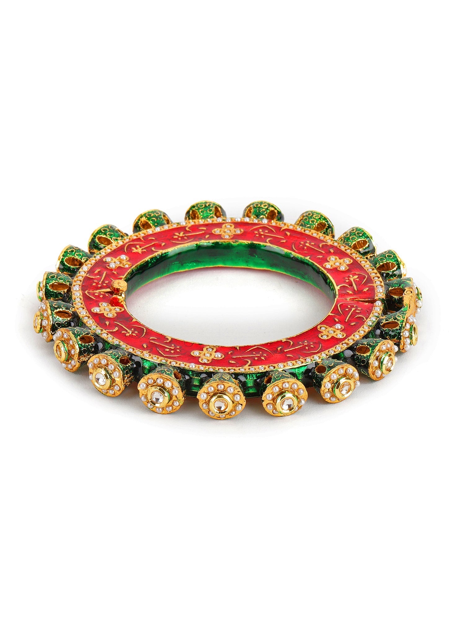 Meenakari Handcrafted Heavy Bangles (set of 2) - Ruby Raang - Distacart