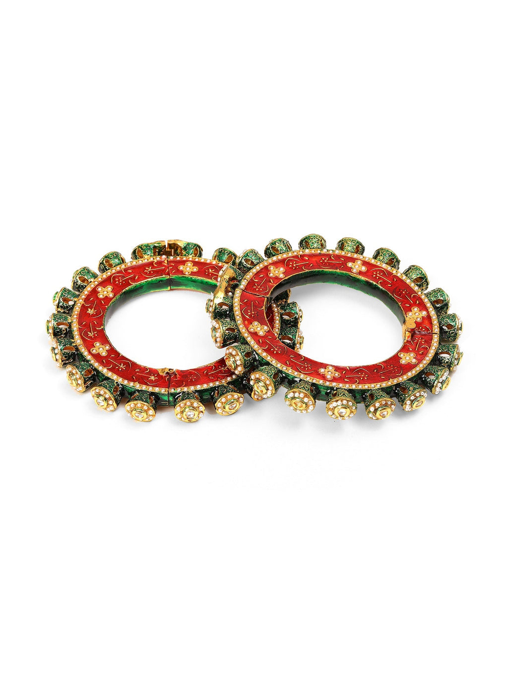 Meenakari Handcrafted Heavy Bangles (set of 2) - Ruby Raang - Distacart