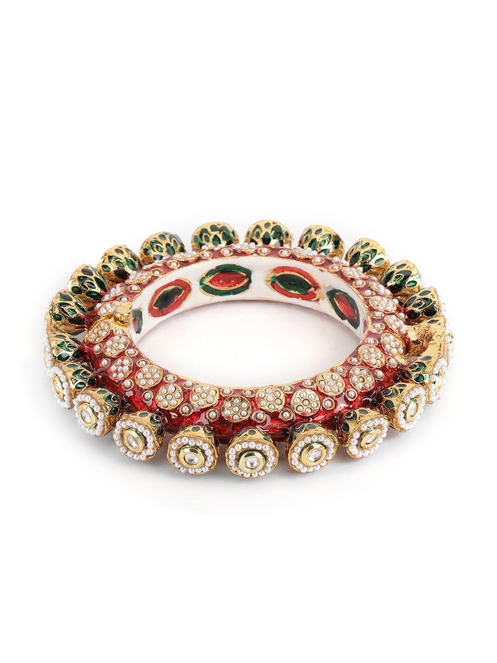 Red Meenakari Handcrafted Heavy Bangles (set of 2) - Ruby Raang - Distacart