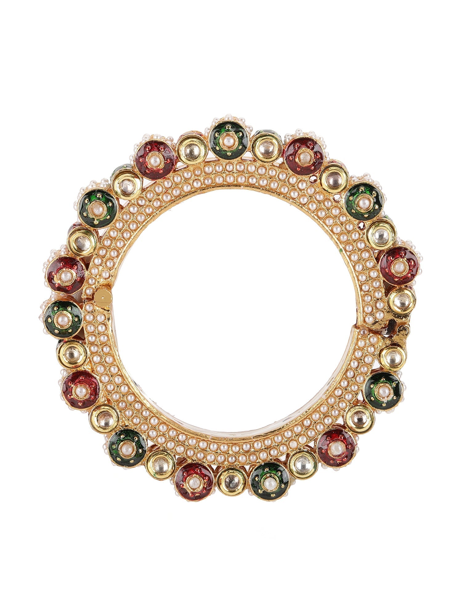 Pearl Meenakari Handcrafted Heavy Bangles (set of 2) - Ruby Raang - Distacart