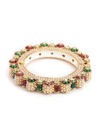 Pearl Meenakari Handcrafted Heavy Bangles (set of 2) - Ruby Raang - Distacart