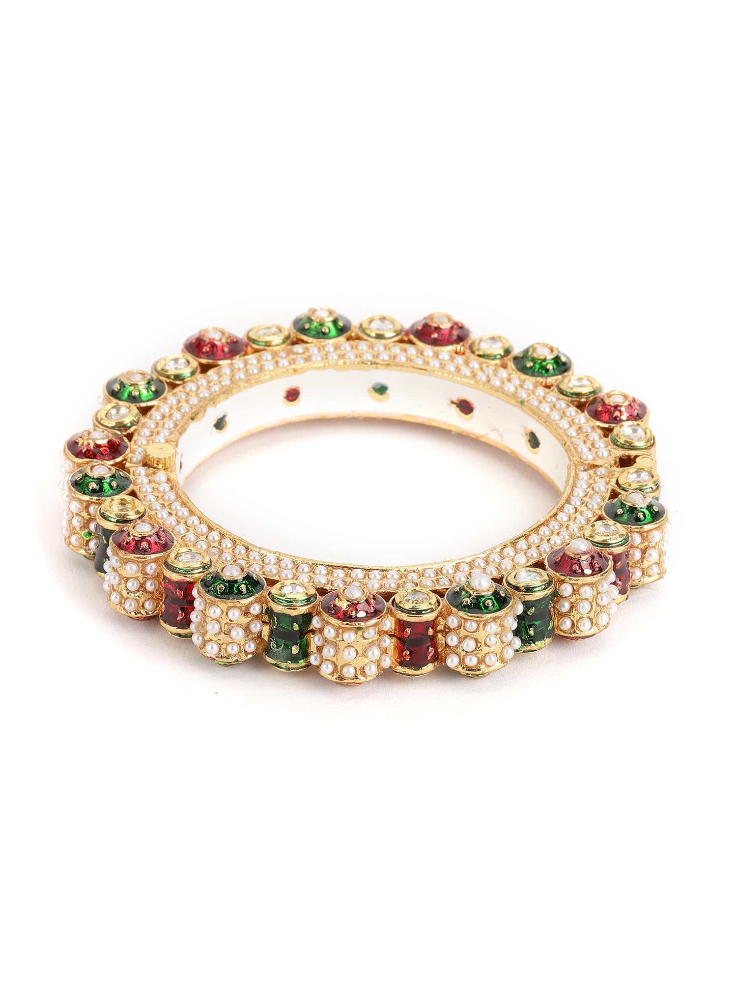 Pearl Meenakari Handcrafted Heavy Bangles (set of 2) - Ruby Raang - Distacart