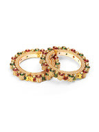 Pearl Meenakari Handcrafted Heavy Bangles (set of 2) - Ruby Raang - Distacart