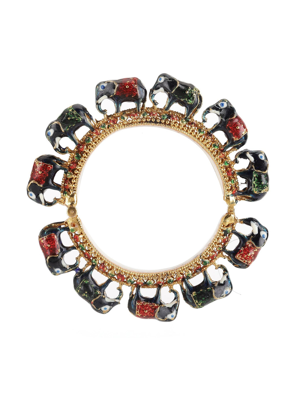 Elephant Blue Meenakari Handcrafted Heavy Bangles (set of 2) - Ruby Raang - Distacart