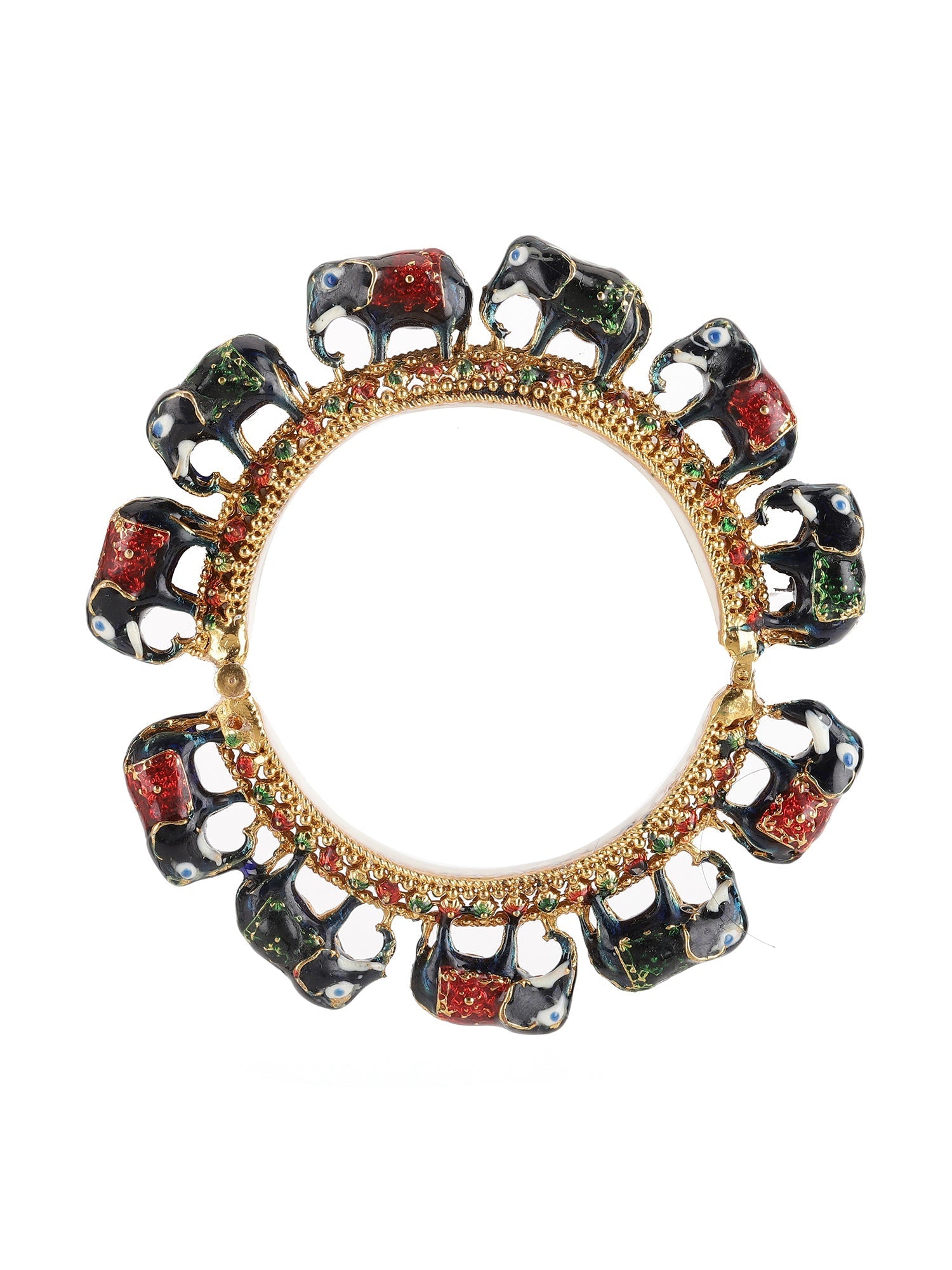Elephant Blue Meenakari Handcrafted Heavy Bangles (set of 2) - Ruby Raang - Distacart