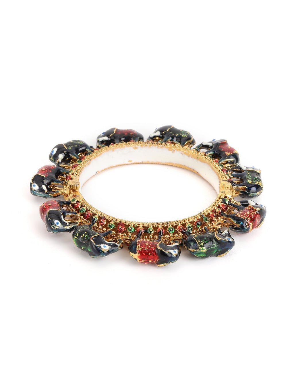 Elephant Blue Meenakari Handcrafted Heavy Bangles (set of 2) - Ruby Raang - Distacart