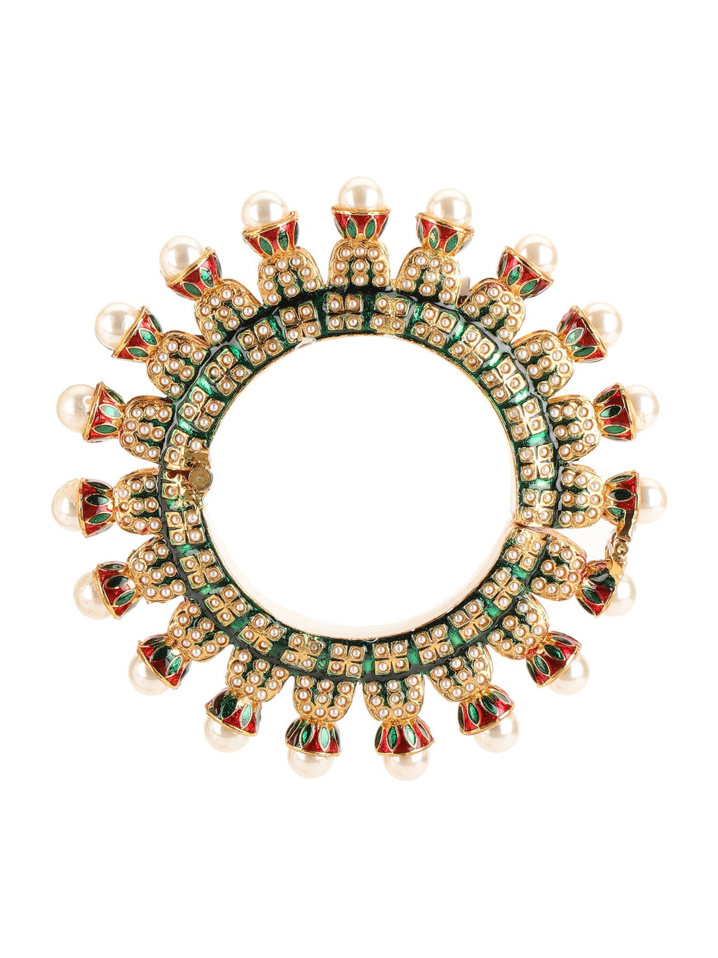 Oversized Pearl Meenakari Handcrafted Heavy Bangles (set of 2) - Ruby Raang - Distacart