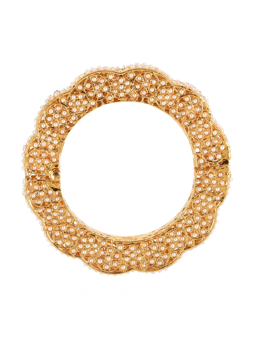Golden Pearl Handcrafted Heavy Bangles (set of 2) - Ruby Raang - Distacart
