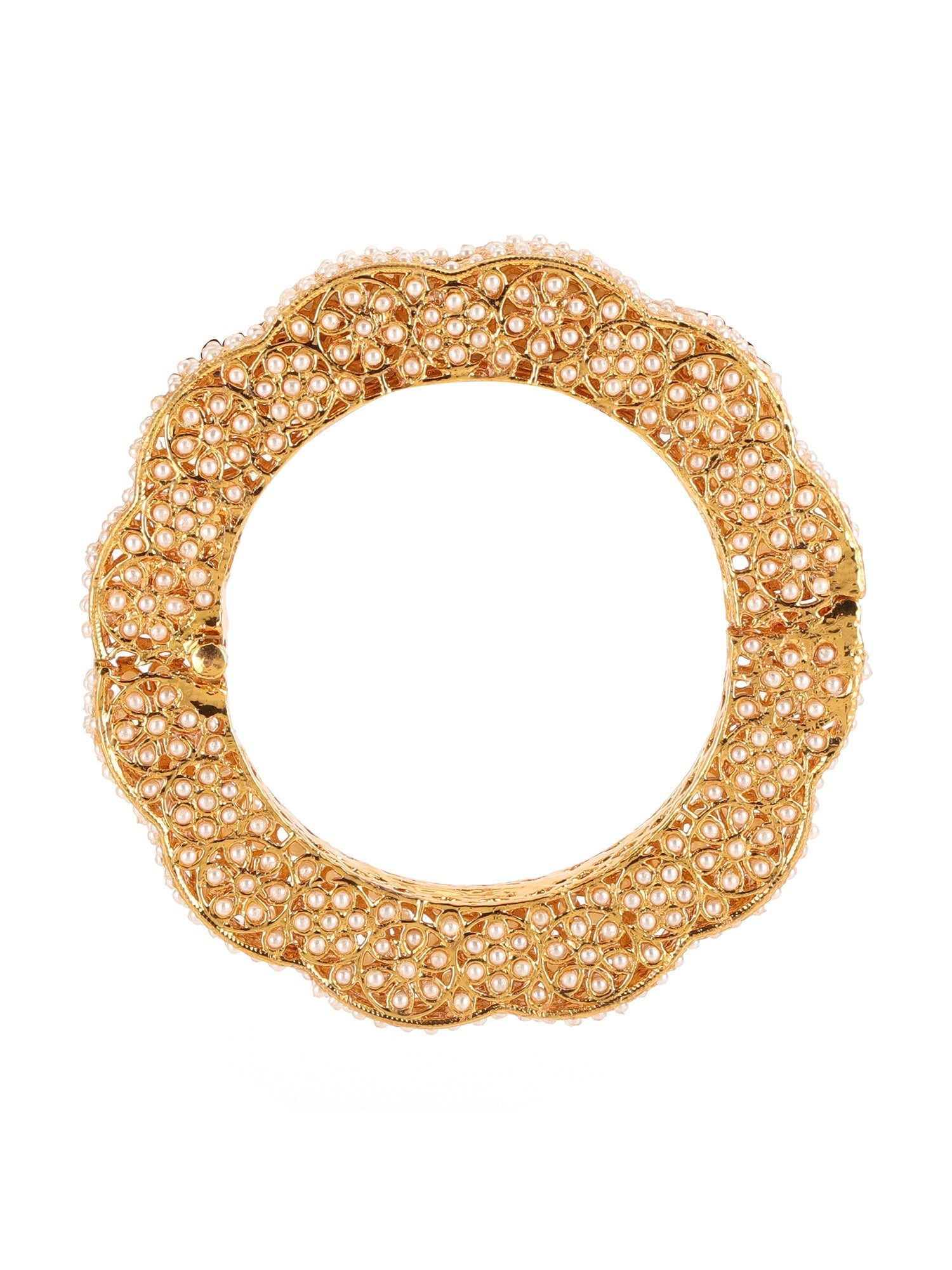 Golden Pearl Handcrafted Heavy Bangles (set of 2) - Ruby Raang - Distacart