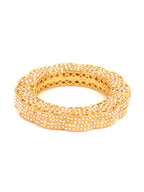 Golden Pearl Handcrafted Heavy Bangles (set of 2) - Ruby Raang - Distacart