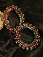Multi Meenakari Handcrafted Heavy Bangles (set of 2) - Ruby Raang - Distacart