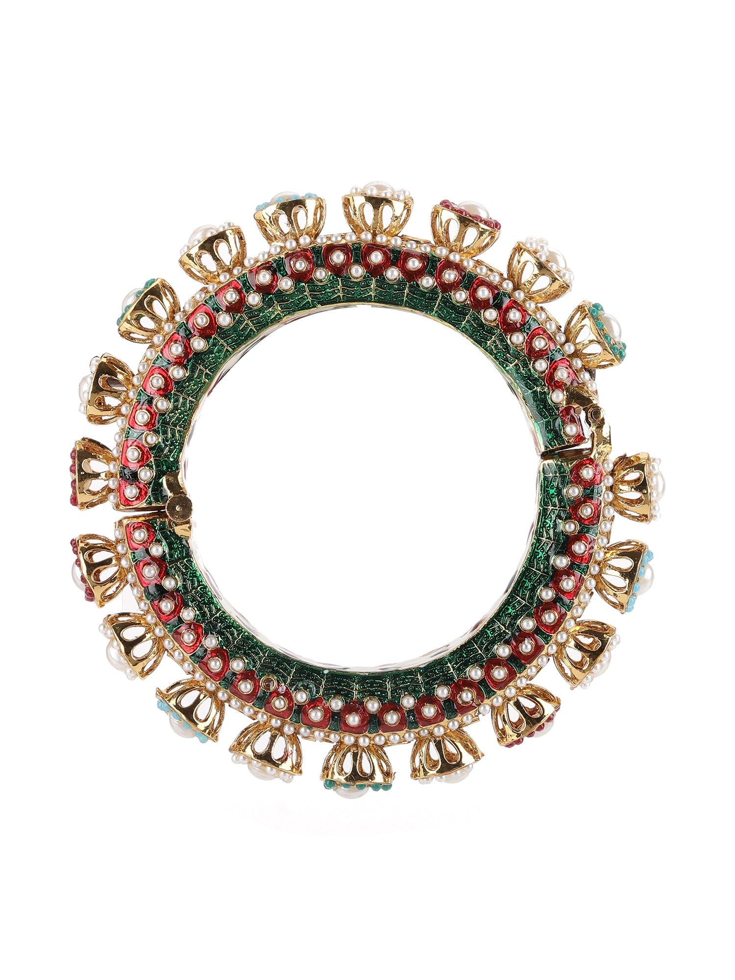 Multi Meenakari Handcrafted Heavy Bangles (set of 2) - Ruby Raang - Distacart