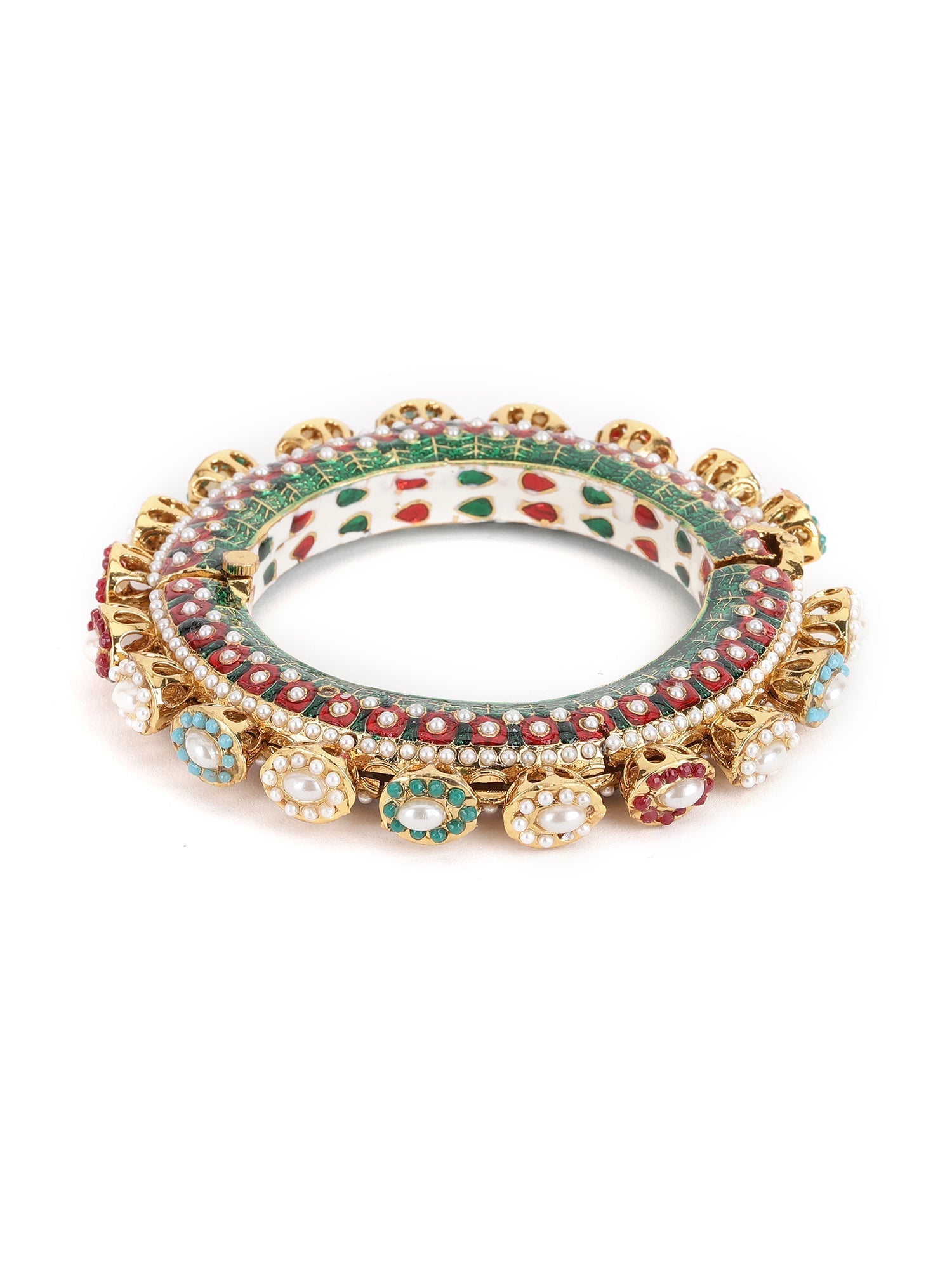 Multi Meenakari Handcrafted Heavy Bangles (set of 2) - Ruby Raang - Distacart