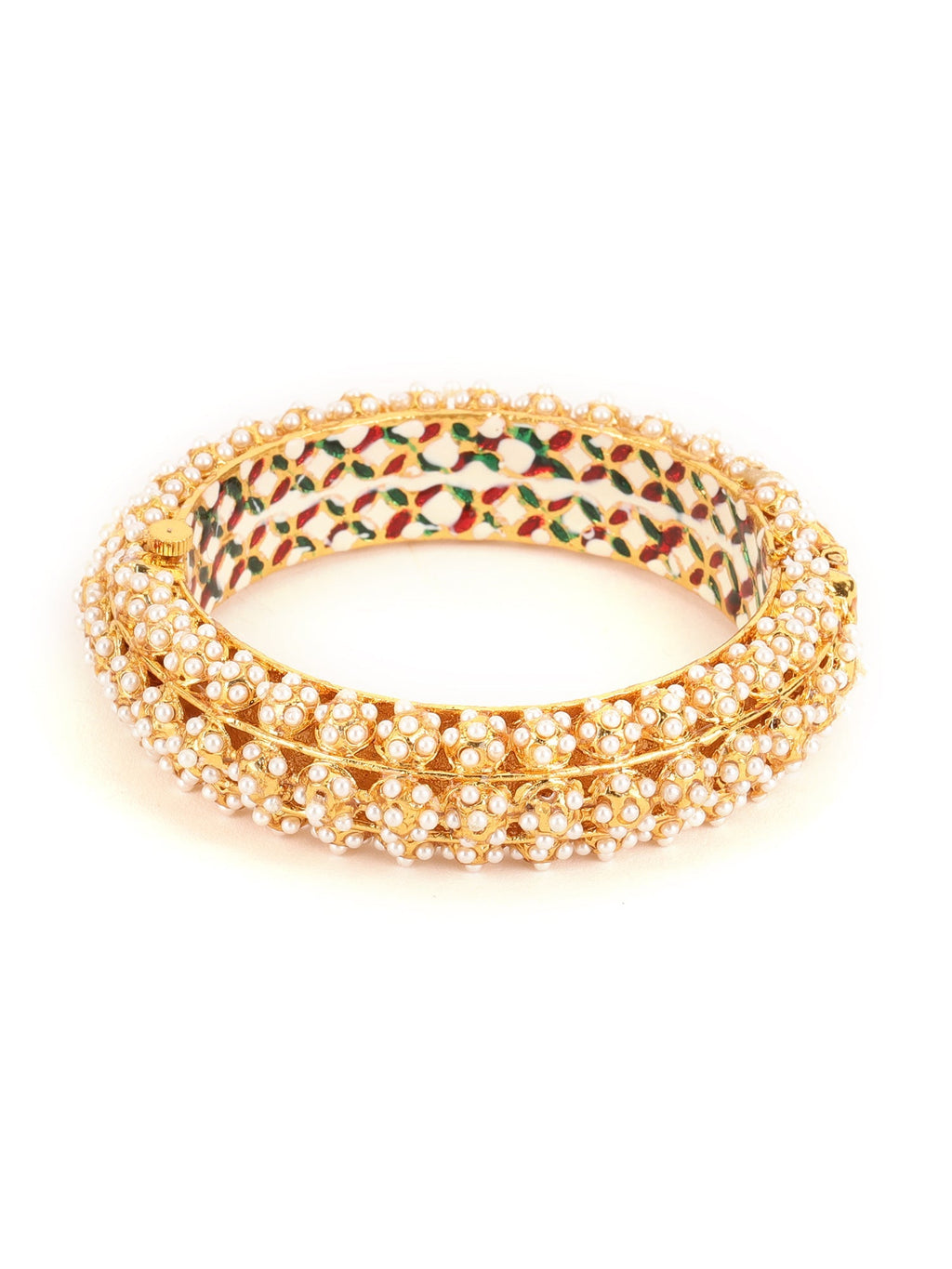Handcrafted Pearl Heavy Bangles (set of 2) - Ruby Raang - Distacart