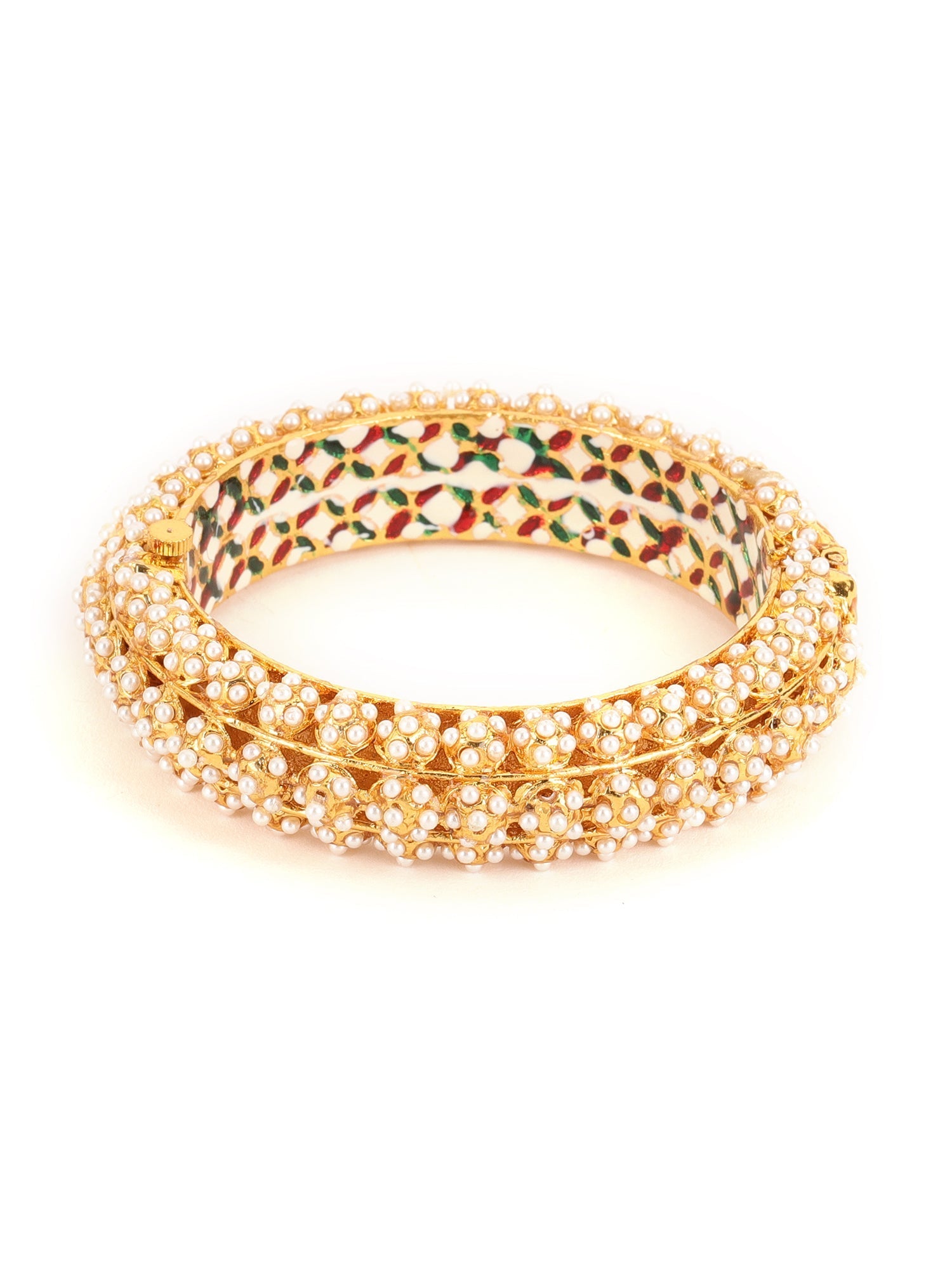Handcrafted Pearl Heavy Bangles (set of 2) - Ruby Raang - Distacart